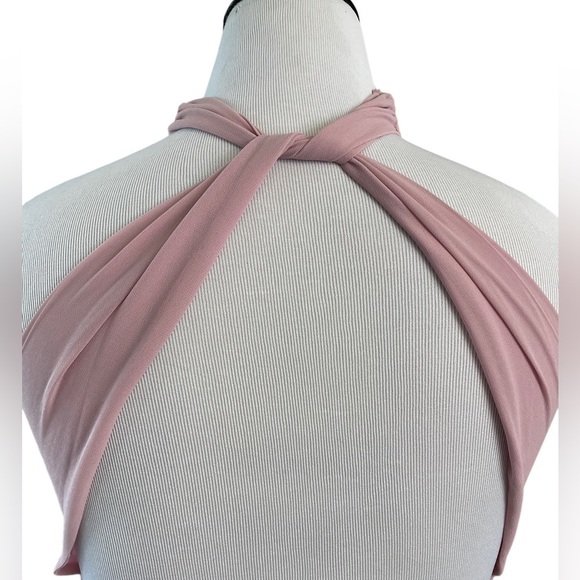 Shein Pink Formal Halter Backless Open Front Dress Prom Evening Large 8 10 - Picture 4 of 6